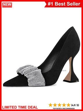 Pointed Toe Slip On Kitten High Heel Pumps Vegan Synthetic Leather Party Prom
